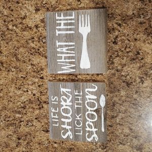 Hand Painted Wood Rustic Signs. Set of 2